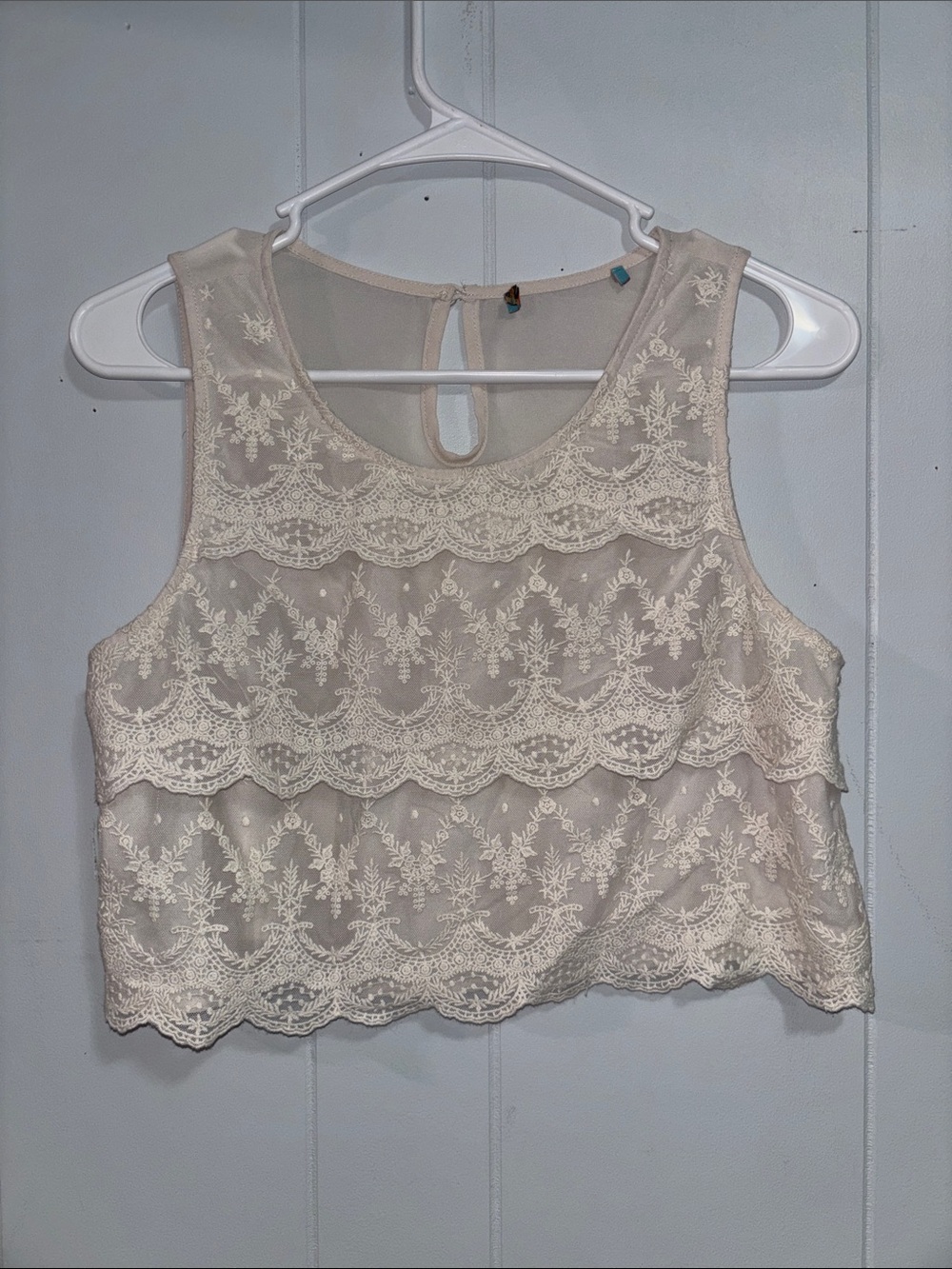 Anthropologie Blush Lace Tiered Camisole